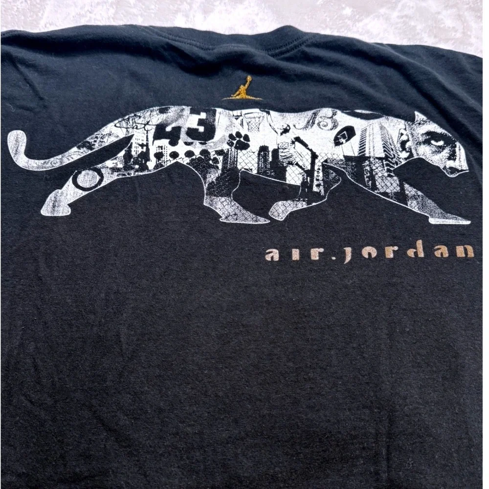 Jordan Black Cat Mens 3XL 2007 RARE Graphic T Shirt Jumpman Y2K Streetwear